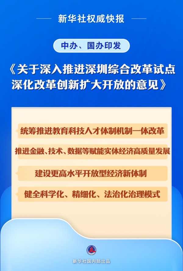 聚财略 中办、国办印发《关于深入推进深圳综合改革试点 深化改革创新扩大开放的意见》